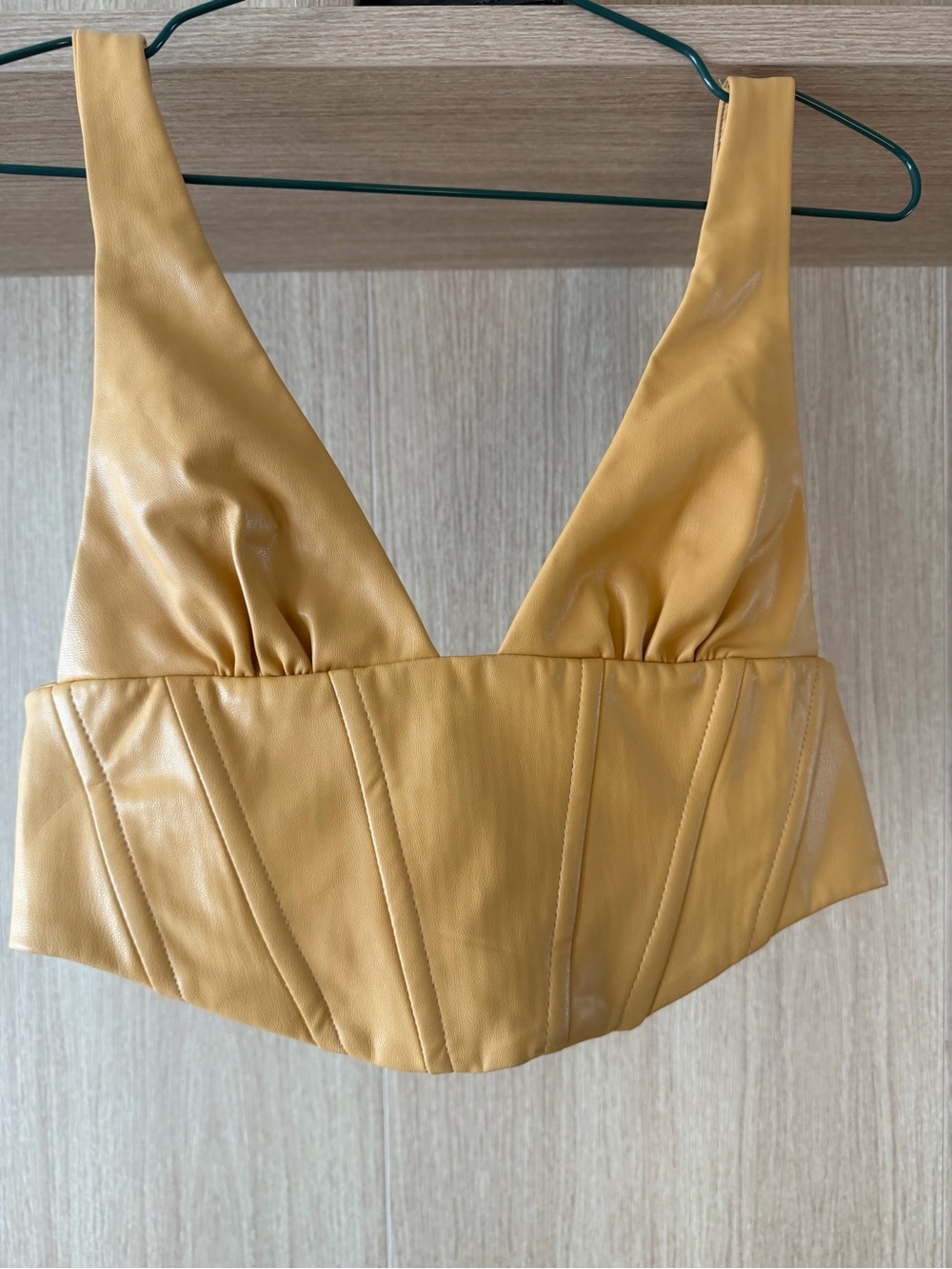 Zara Faux Leather Mustard Crop Top